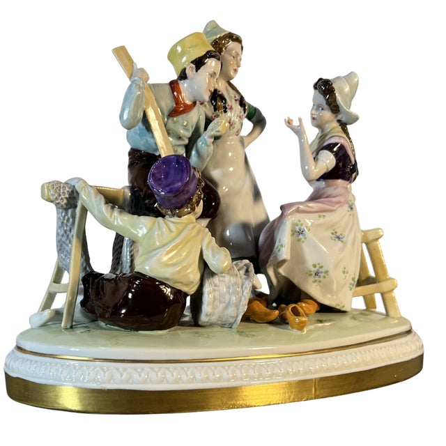 Late 19th Century Antique German Four Children in Lively Conversation Porcelain Figurine For Sale - Image 5 of 18