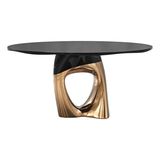 "Modena" Round Table With Bronze and Stainless Steel, Handmade For Sale