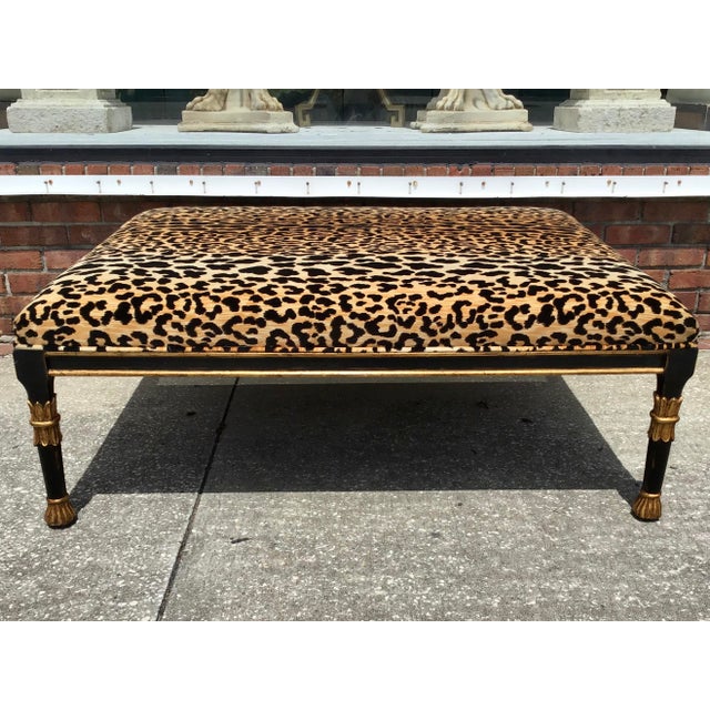 Continental Large Coffee Table Ottoman With Leopard Print Velvet Chairish