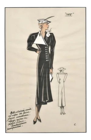 Matted Art Deco 1937 French Fashion Pochoir