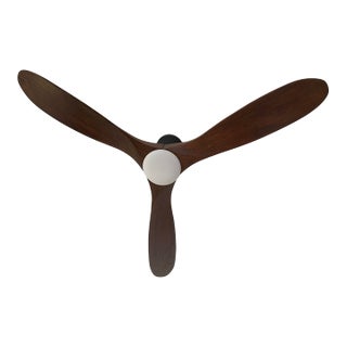 Visual Comfort & Co. "Maverick" 60" Hand-Carved Balsa Wood Fan With Led Light & Remote For Sale