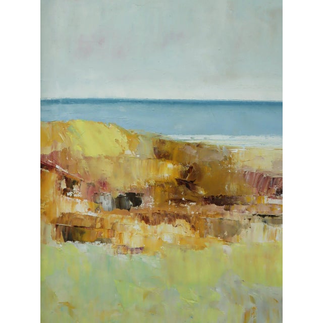 Mid-Century Modern 'Shoreline Light' Vintage Original Swedish Abstract Coastal Landscape Oil Painting, Framed For Sale - Image 11 of 12