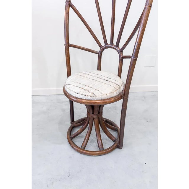 Beige Bamboo Dining Chairs with High Curved Backrest, France, 1960s, Set of 4 For Sale - Image 8 of 10