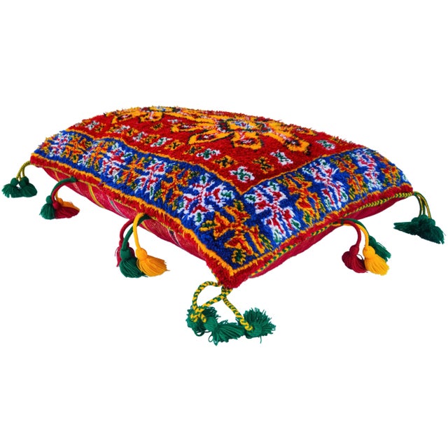 Mid 20th Century Moroccan Orange-Patterned Pillow W/ Berber Graphics For Sale - Image 4 of 13