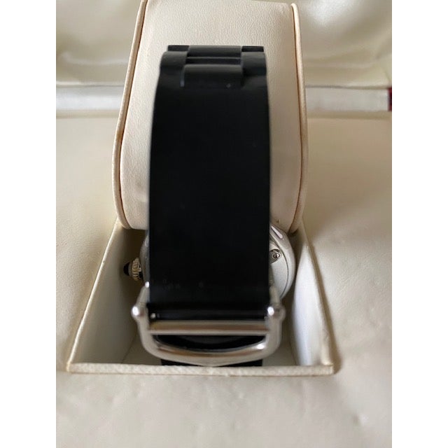 2000 - 2009 Vintage Collector-Grade Cartier 21 Must De Cartier Autoscaph Stainless Steel Watch W. Sapphire Cabochon, Unisex, Full Set/Orig. Box/Paper For Sale - Image 5 of 7