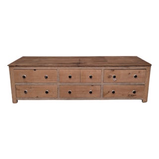 Early 20th Century 7 Drawer English Pine Counter For Sale