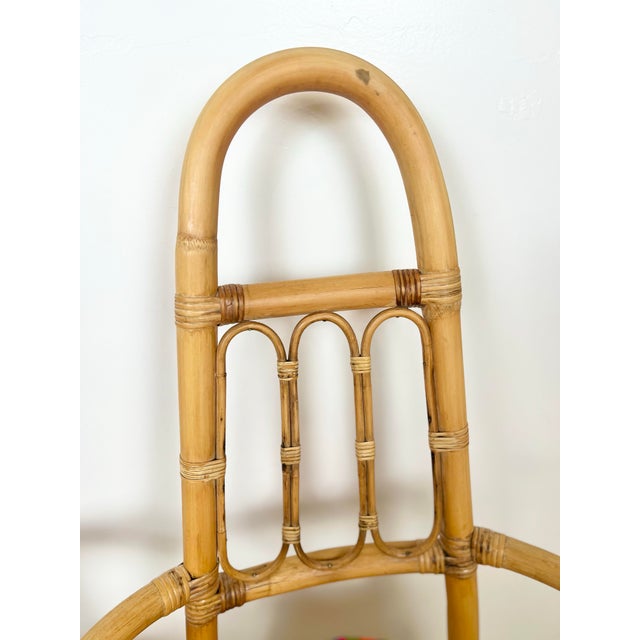 Vintage Tall Back Rattan Arm Chairs- A Pair For Sale In Tampa - Image 6 of 12