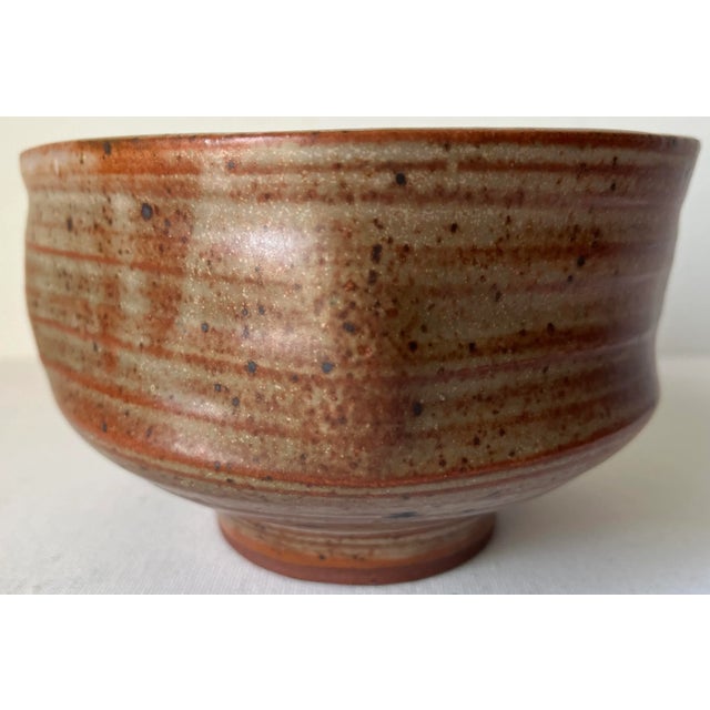 Boho Chic Studio Art Pottery Asymmetrical Bowl-Signed For Sale - Image 3 of 7
