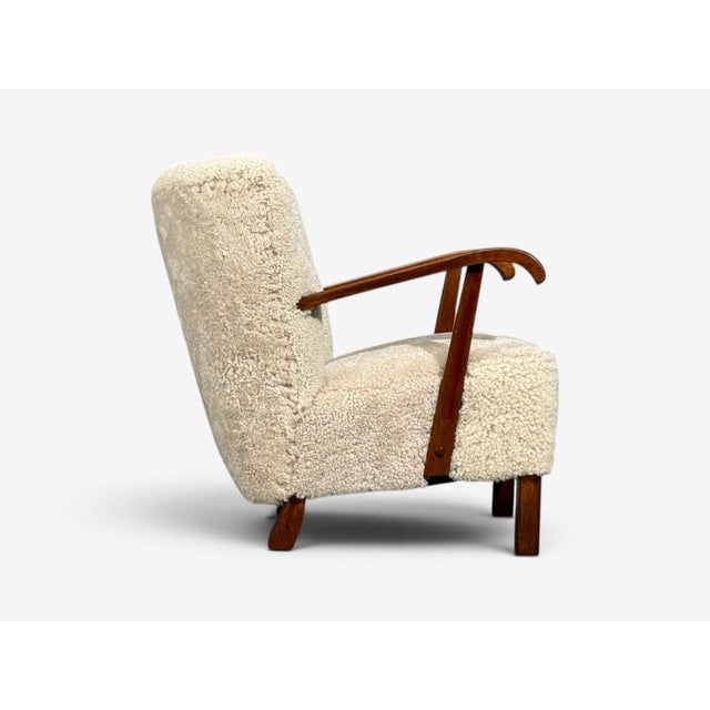 Danish Cabinetmaker, Lounge Chairs, Shearling, Beech, 1940s For Sale - Image 10 of 12