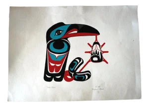 Late 20th Century "Spirit Birth" First Nations Inuit Color Lithograph, Signed and Numbered