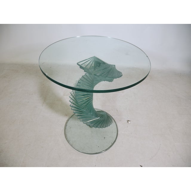 Glass Postmodern Glass Spiral Helix Side Table, 1980s For Sale - Image 7 of 7