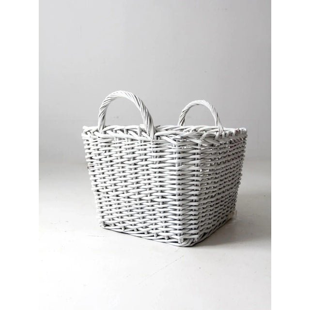 Vintage Large White Storage Basket For Sale - Image 10 of 13