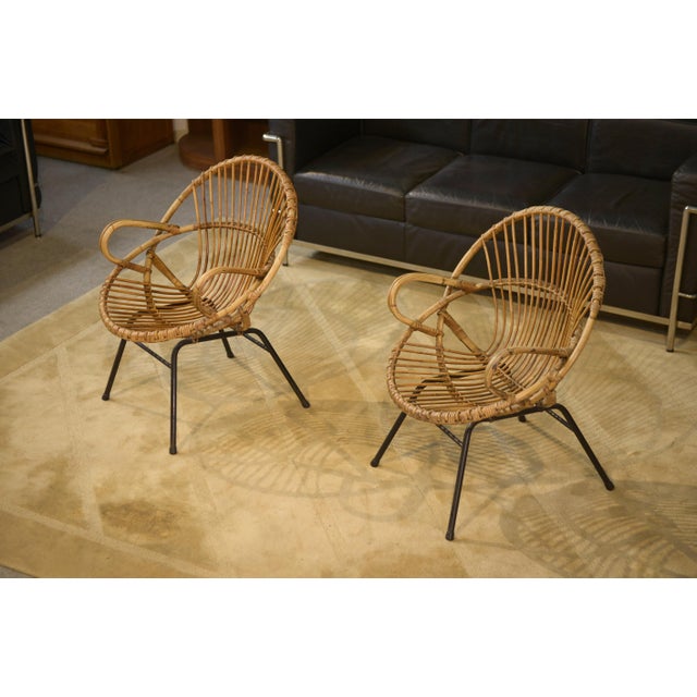 Mid-Century Rattan Armchairs, 1960s, Set of 2 For Sale - Image 11 of 12