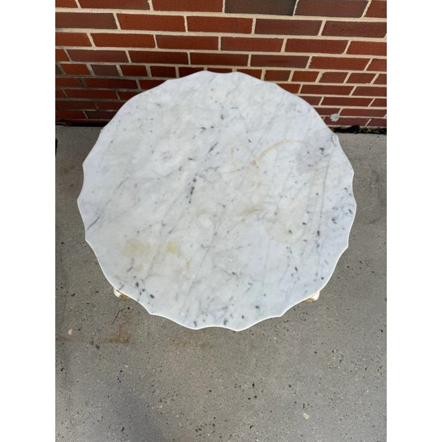 Vintage Hand-Painted Pale Blue & Marble Newly Painted Two-Tier Accent Table by Turtle and Crane - Italian Rococo Style For Sale - Image 11 of 13