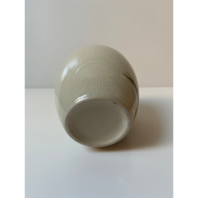 Japanese Ceramic Vase With Iris and Bird For Sale - Image 10 of 11
