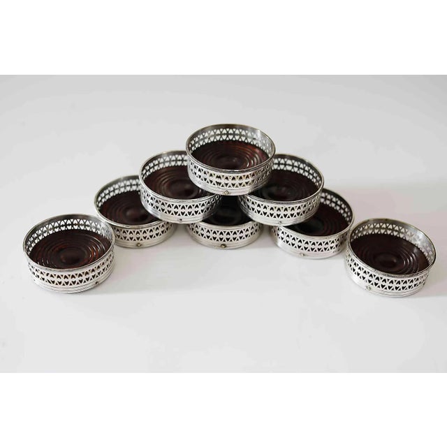 Antique Wine Coasters - Silver on Copper - Set of Eight For Sale - Image 9 of 9