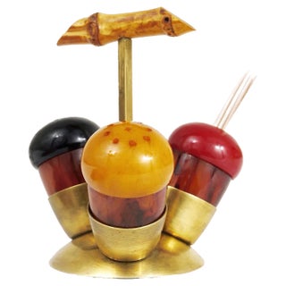 Mid-Century Salt & Pepper Toothpick Cruet Set by Richard Rohac, Austria, 1950s, Set of 4 For Sale