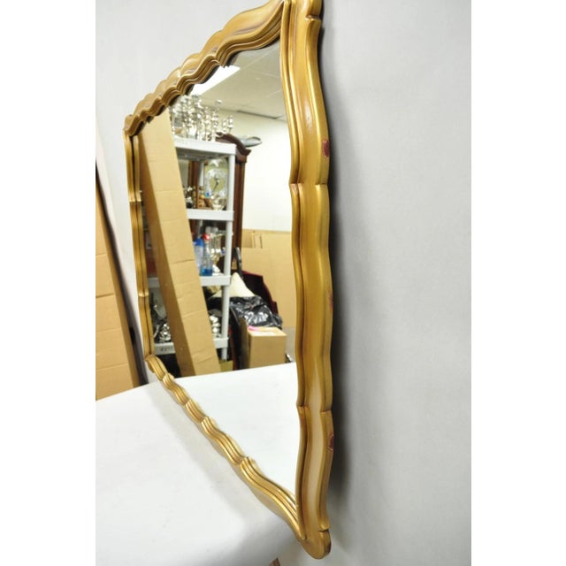 Vintage Hollywood Regency Gold Scalloped Serpentine Wood Frame Wall Mirror For Sale - Image 9 of 15