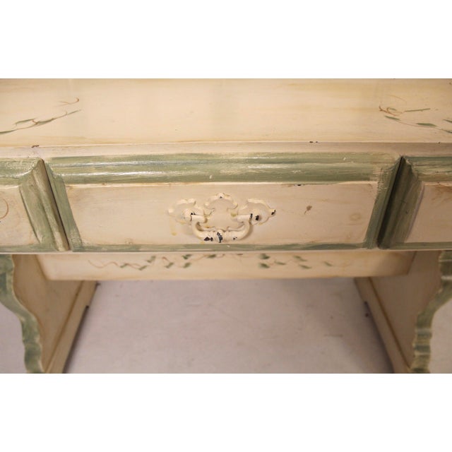 Mid 20th Century Antique Style Hand-Painted Desk With Dragonfly and Ivy Motifs For Sale - Image 10 of 16