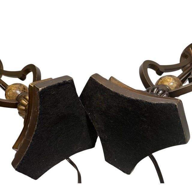 A Pair of Vintage Marble and Bronze Table Lamps For Sale - Image 4 of 12