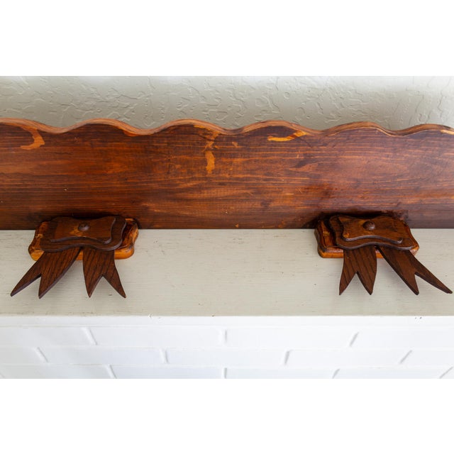 Folk Art Scalloped Wooden Shelf With Bow Brackets For Sale - Image 11 of 11