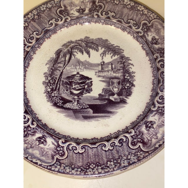 1845 transferware plate by Podmore & Walker, entitled “Washington Vase.” This purple Mulberry Pearl Stone Ware...