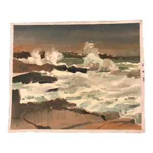 Crashing Waves Original Oil Seascape Painting by David Beynon Pena