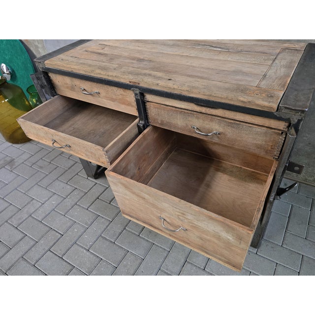 Industrial Grey Steel and Wood Chest of Drawers, 1970s For Sale - Image 15 of 18