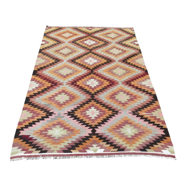 1960s Vintage Turkish Kilim Rug - 67"x99" For Sale