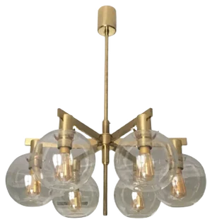 6-Round Light Globes Chandelier by Hans-Agne Jakobsson, 1960s