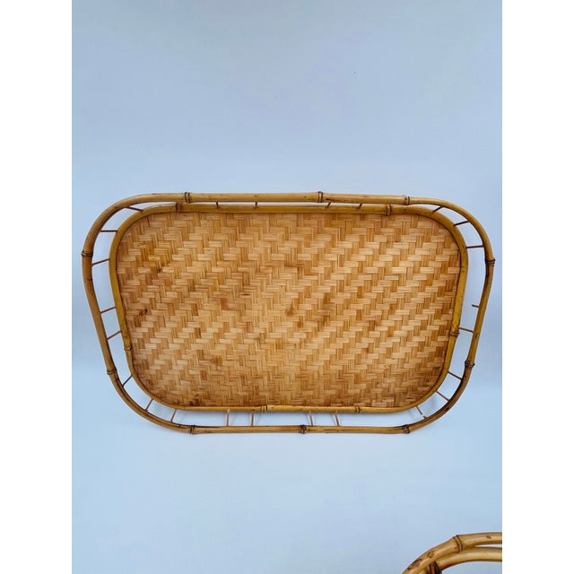 1970s Woven Bamboo and Rattan Gallery Trays - Set of 12 For Sale - Image 9 of 13