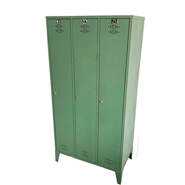 1930s Vintage Industrial French Green Locker For Sale - Image 5 of 9