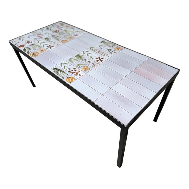 Coffee Table with Floral Motifs by Roger Capron, 1970s For Sale