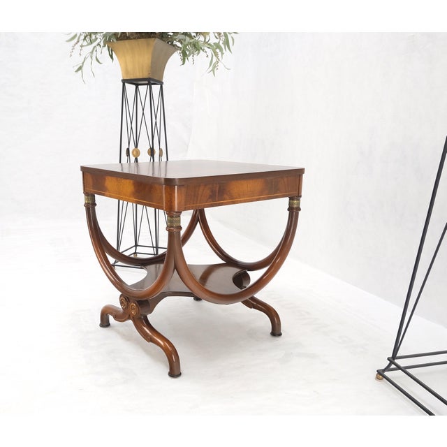 1940s Flame Carved Mahogany Regency Style Lamp Side Table Stand Clean For Sale - Image 5 of 12