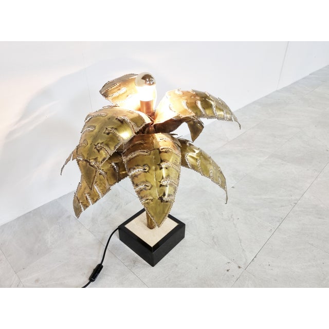 Gold Vintage Palm Table Lamp from Maison Jansen, 1970s For Sale - Image 8 of 13