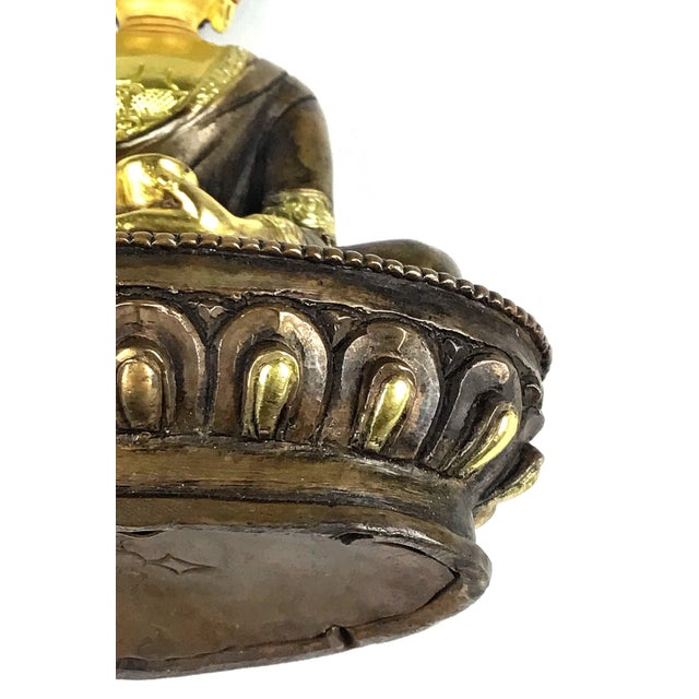 Shakyamuni Buddha Gold & Bronze Nepalese Figurine For Sale - Image 11 of 13