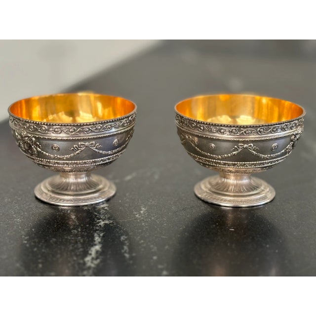 Vintage English Georgian Style Silver Plated Decorative Petite Bowls / Rose Bowls / Open Salts by Corbell & Co For Sale - Image 9 of 12