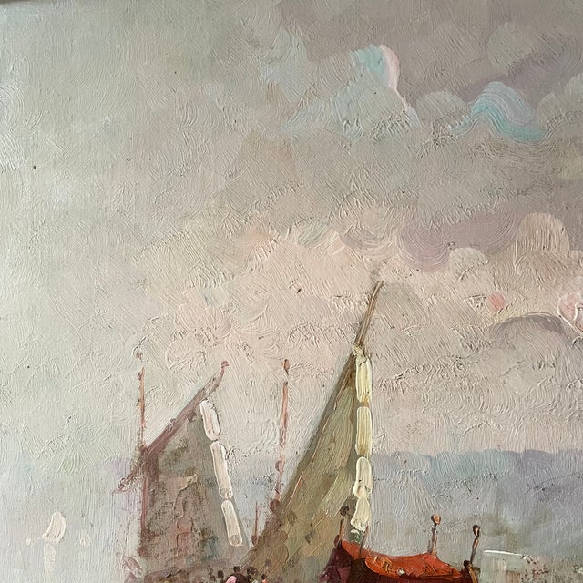 Italian Port, 1800s, Oil on Canvas For Sale - Image 6 of 12