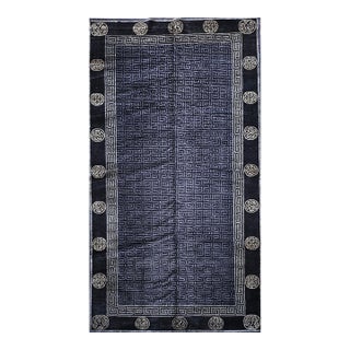 Vintage Tibetan Area Rug with Gold Medallions and Deity Symbols, 1920s, 5' x 9' For Sale