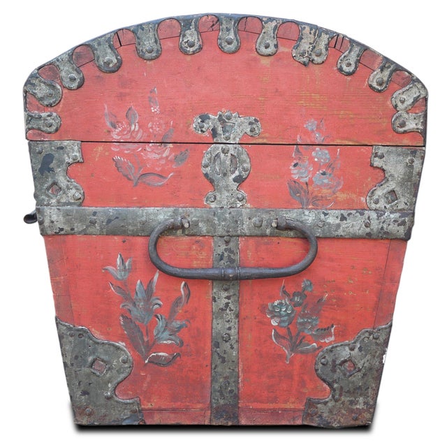 Antique Painted Chest, 1704 For Sale - Image 3 of 18