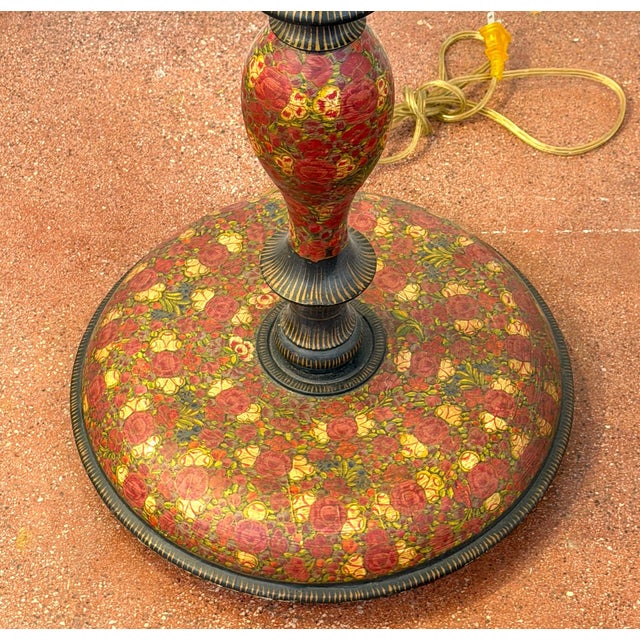 Wood Frederick Cooper Kashmiri Polychrome Lacquer Floor Lamp, Circa 1970s For Sale - Image 7 of 18