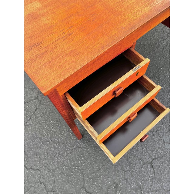Mid Century Danish Modern Teak Writing Desk | by Domino Møbler For Sale In Tampa - Image 6 of 18