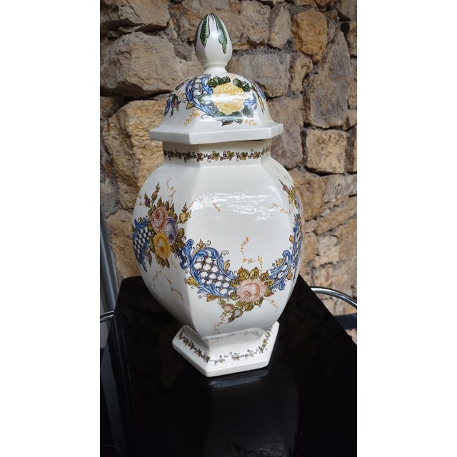 This large six-sided handpainted ginger jar comes from Nove, Italy, an important ceramics center of about 100 shops. It...