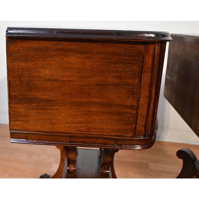 1920s Duncan Phyfe Mahogany Lyre Base Pair of Nightstands / Bedside Tables For Sale - Image 14 of 18