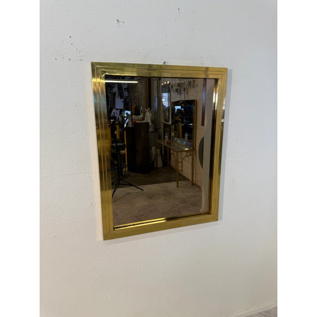 1960s Vintage Italian Brass Framed Wall Mirror For Sale - Image 5 of 6