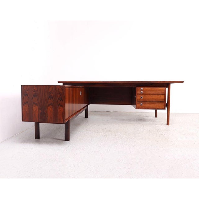 Arne Vodder Executive Desk with Sideboard by Arne Vodder for Sibast, 1960s, Set of 2 For Sale - Image 4 of 18