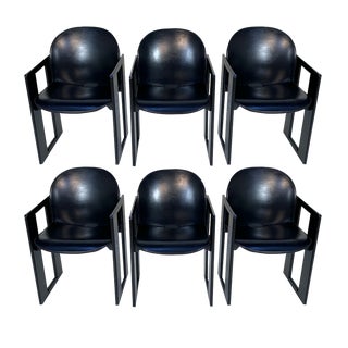 Model Dialogo Leather Dining Chair by Afra and Tobia Scarpa for B&b Italia, Italy 1974, Set of 6 For Sale