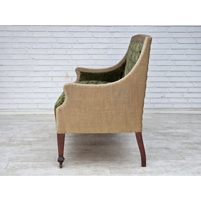 Danish Ash Wood Two-Seater Sofa with Velour Upholstery, 1930s For Sale - Image 11 of 18