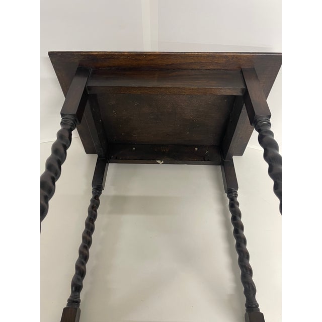 19th Century English Oak Barley Twist Rectangular Side Table For Sale - Image 11 of 12
