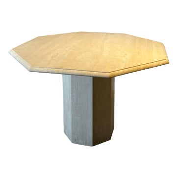 Vintage Travertine Octagonal Dining Table For Sale